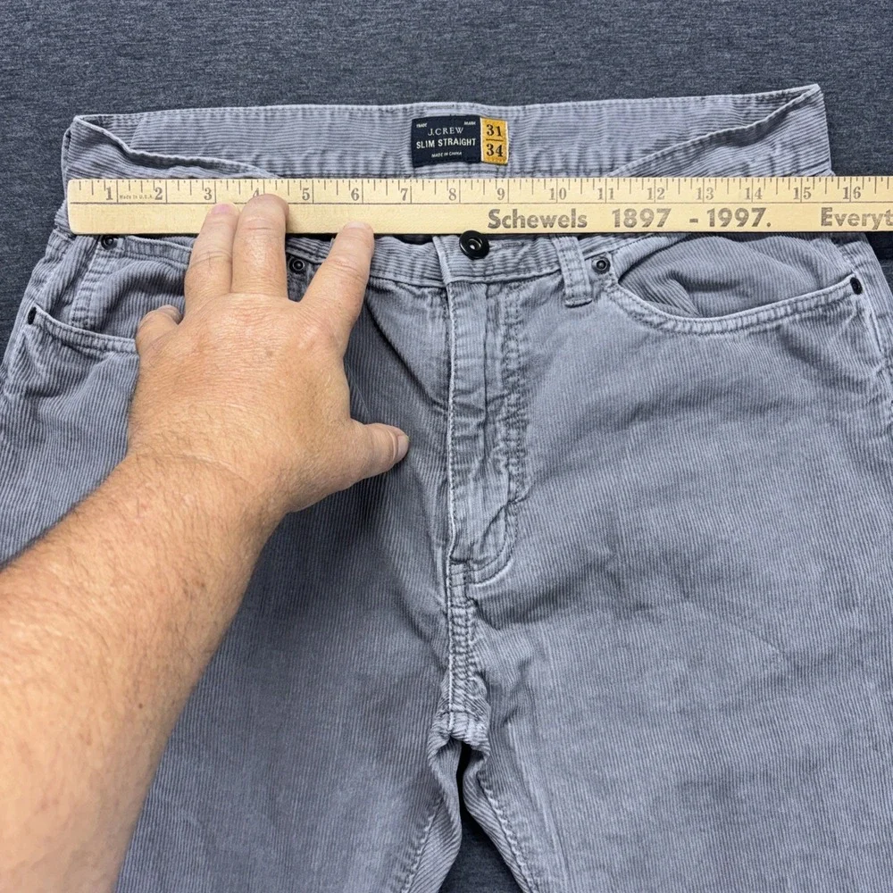 J.Crew Corduroy Pants Mens 31x34 Slim Straight Gray Pin Wale Workwear Outdoors